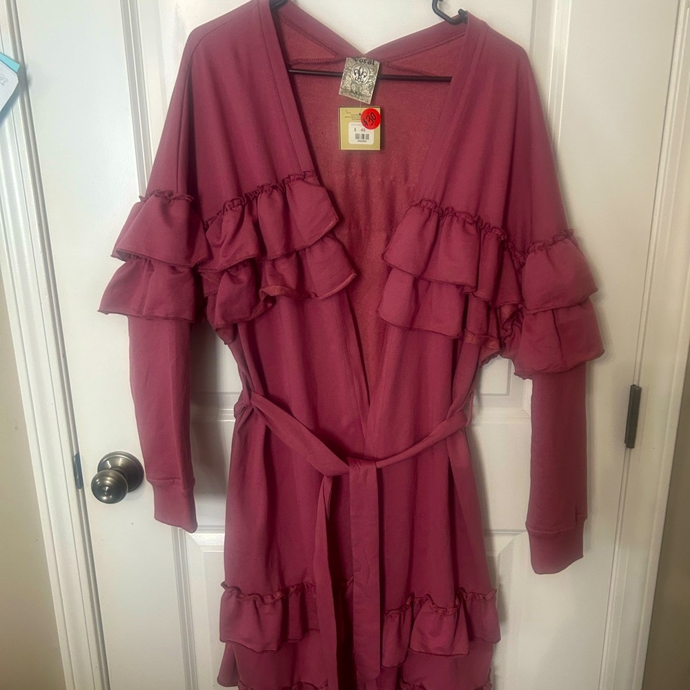 Dusty Mauve Ruffled Jacket NWT size L